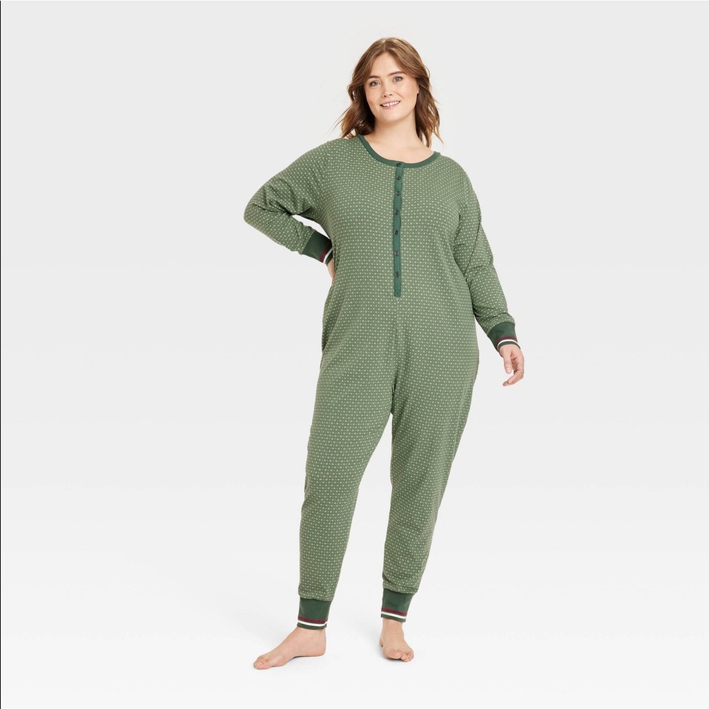 Hearth & Hand Magnolia Green Sz M Allover Fleck Union Suit 1pc NWT